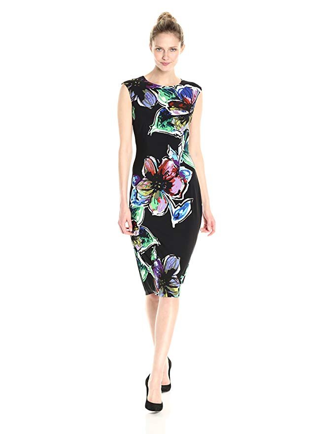 floral sheath midi dress