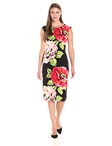 London Times Womens Cap Sleeve Round Neck Sheath Dress London Times Womens Cap Sleeve Round Neck Sheath Dress