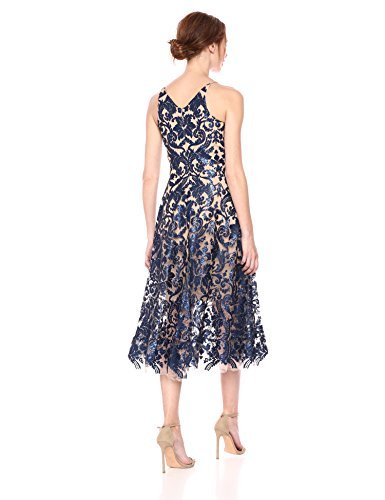 Dress the Population Women's Blair Plunging Fit and Flare Midi Dress - Midi  Length Dress Deals & Offers