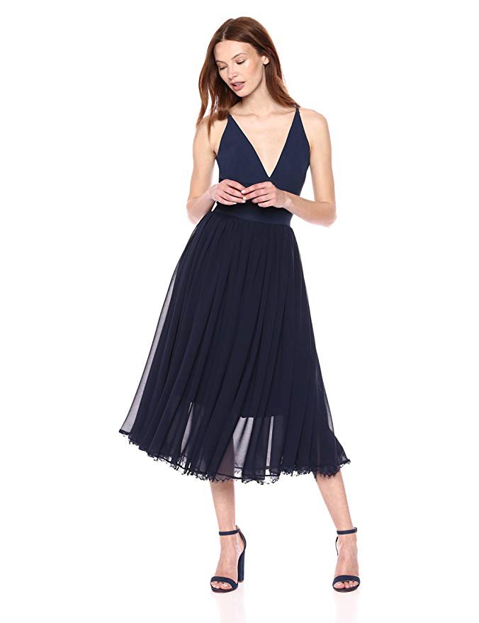 open lace back dress Alicia Mixed Media Dress – Dress the Population main image 1